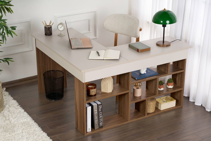 Nordure Vesper Escritorio de Estudio Cashmere y Nogal Nordure Vesper Escritorio de Estudio Cashmere y Nogal